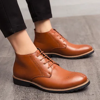Осенне-зимние Модные повседневные короткие ботинки большого размера в британском стиле с острым носком, мужские деловые повседневные ботинки Martin PX072