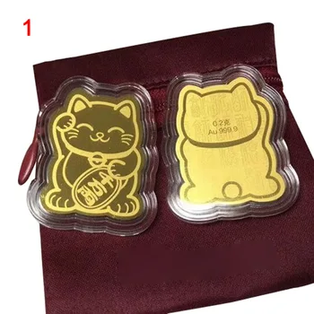 Золотая Фольга Lucky Cat Наклейка для Украшения мобильного телефона Au999.9 Золотая Нашивка Lucky Cat, Счастливая Защита для Фортуны, Счастливый Подарок