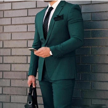 Сшитый на заказ Мужской костюм Hunter из 2 предметов, приталенные смокинги для жениха, Свадебный деловой блейзер на одной пуговице, куртка, брюки Terno Masculino