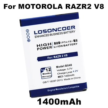 LOSONCOER 1400 мАч BX40 BX41 Для Motorola MOTO RAZR 2 RAZR2 U9 V8 Z8 RIZR ZN50 V9 V9M Аккумулятор