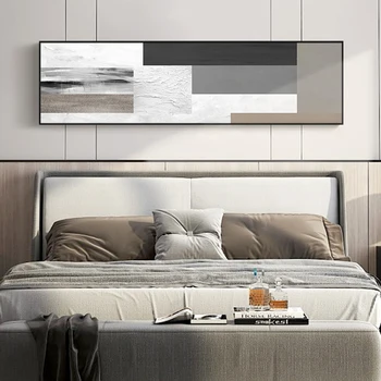 Минималистичный стиль, черно-белая и серая абстрактная декоративная живопись, фон для кровати в спальне, настенные художественные фрески в комнате