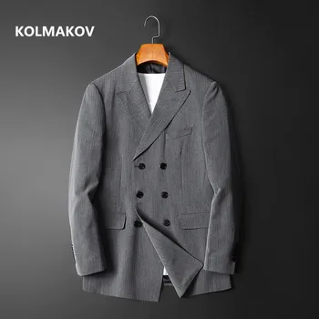 весенняя куртка 2022, мужское пальто, осенний двубортный мужской Классический Блейзер, деловые блейзеры высокого качества, мужские полные размеры S-5XL