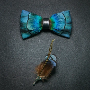 Модный Бренд JEMYGINS, красочный мужской галстук-бабочка и набор Булавок ручной работы, Подарочная коробка с бабочкой из натурального пера, Деловой костюм для свадебной вечеринки