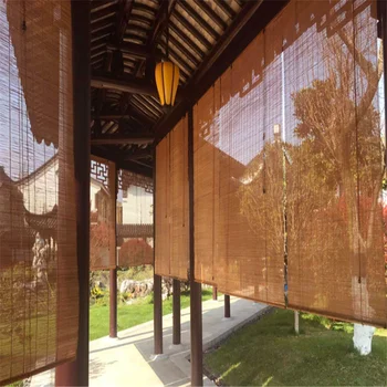 водонепроницаемые лакированные бамбуковые рулонные шторы, затемняющие балконные бамбуковые шторы, бамбуковые шторы, павильон, гостиница, бамбуковые шторы