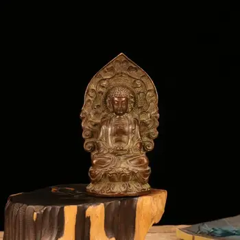 Коллекционный Китайский тибетский буддизм Фиолетовая медная статуя Будды Татхагаты Декоративные поделки
