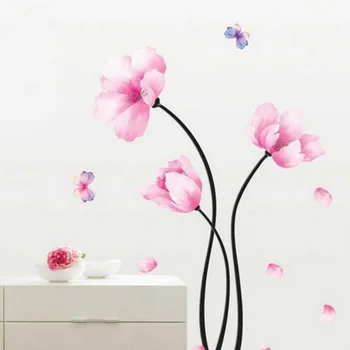 Розовые цветы Мечты, наклейки на стену, домашний декор для фона, красивые декоративные наклейки на стену для детской комнаты